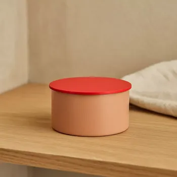 Dóza na potraviny Hübsch – malý kovový box, červenorůžový