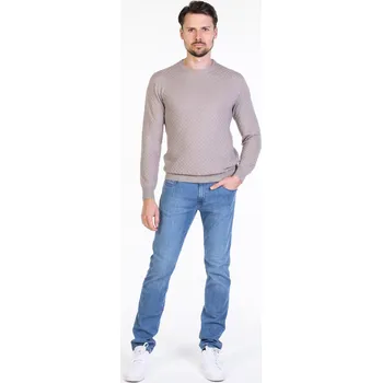 Pánský svetr Pánský bavlněný svetr Barva: Béžová, Velikost: 48, Střih: SLIM FIT