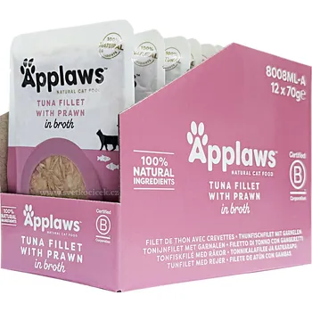Krmivo pro kočku Applaws tuňák a krevety MULTIPACK - kapsička 12x70 g