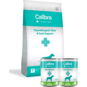 Krmivo pro psa Calibra Veterinary Diets Dog Hypoallergenic 12kg + Calibra Veterinary Diets Dog Hypoallergenic Rabbit & Insect 2x400 g