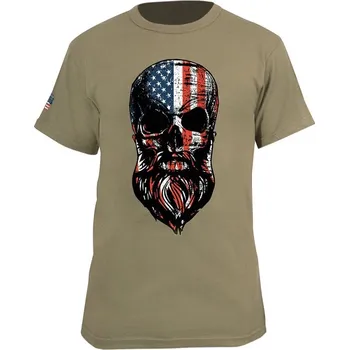 Pánské tričko ROTHCO triko motiv USA vousatá lebka COYOTE BROWN vel.S