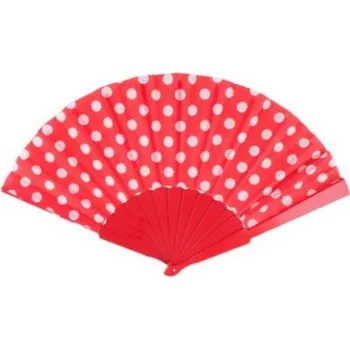 Karnevalový doplněk Vějíř s puntíky - červený