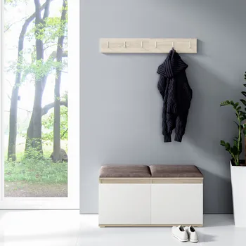 Předsíňová stěna Eka Předsíňová stěna s čalouněnými panely Trinity 5 - Bílá sonoma / Tmavá hnědá 2308