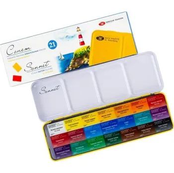 Olejová barva Nevskaya Palitra Sonnet 351101514 akvarelové barvy 21 barev ve žluté plechové etui