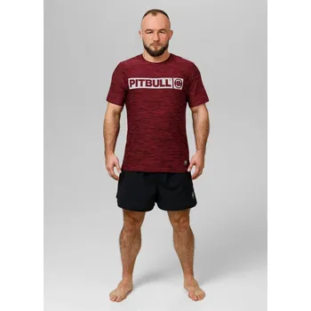 Pánské tričko PitBull West Coast - pánské triko casual sport HILLTOP burgundy melír L
