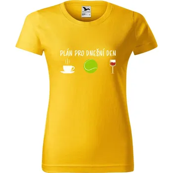 Dámské oblečení DOBRÝ TRIKO Dámské tričko s potiskem Denní plán tenis Barva: Žlutá, Velikost: S