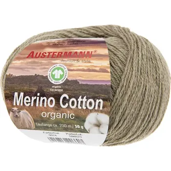 Příze Austermann Merino Cotton 24 Šedozelená (Organická příze Merino Cotton Oliv)