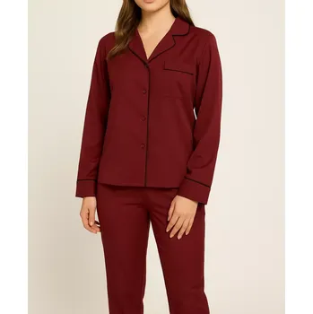 Souprava dámského spodního prádla Dámské pyžamo QS6551E XKG bordó - Calvin Klein, vel. S