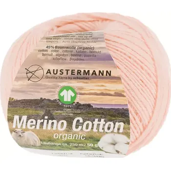 Příze Austermann Merino Cotton 25 Meruňková (Organická příze Merino Cotton Aprikot)