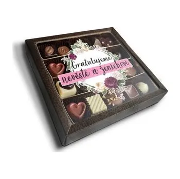 Bonboniéra Pralinky Gratulujeme nevěstě a ženichovi: 20 ks pralinek