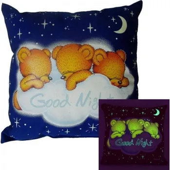 Dekorativní polštářek Svítící polštářek modrý Medvídci Good Night