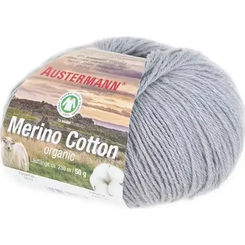 Příze Austermann Merino Cotton 17 Šedá (Organická příze Merino Cotton Hellgrau)