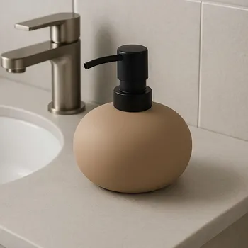 Mýdlenka Douceur d'intérieur Dávkovač mýdla s černou pumpičkou, 400 ml, MAMBO, béžový