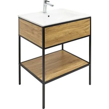 Koupelnový nábytek Koupelnová skříňka na zápustné umyvadlo M6046 Naturel Blackframe 60x83x46 cm javor lesk BFRAMEUMZ