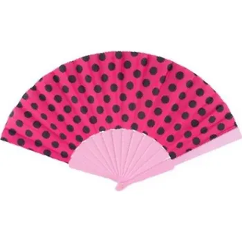 Karnevalový doplněk Vějíř s puntíky růžový