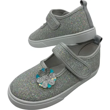 Dívčí pantofle Baby Dívčí stříbrné bačkory 02 Barva: Stříbrná, Velikost: 26