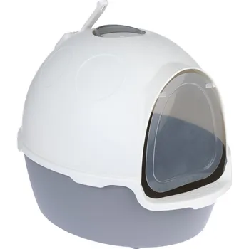 Toaleta pro kočku TIAKI Toaleta s krytem pro kočky Cinder tmavě šedá/bílá