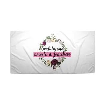 Sprchový závěs Ručník Gratulujeme nevěstě a ženichovi: 30x50 cm