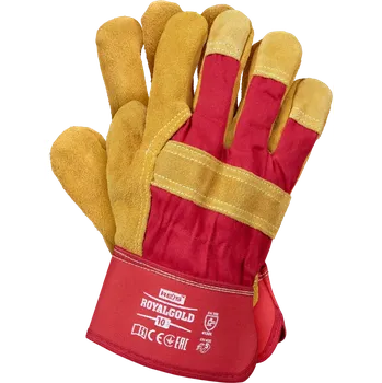 Pracovní rukavice Reis ROYALGOLD vyztužené stavební rukavice červená/žlutá 10