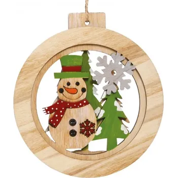 Vánoční dekorace Vánoční dekorace Dřevěný sněhulák 14cm