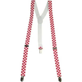 Karnevalový doplněk Šle kostičky - červeno bílé