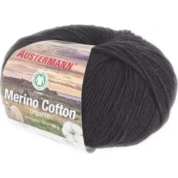 Příze Austermann Merino Cotton 2 Černá (Organická příze Merino Cotton Schwarz)