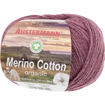 Příze Austermann Merino Cotton 20 Švestková (Organická příze Merino Cotton Beere)