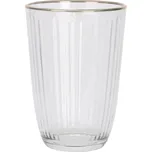 EH Excellent Houseware Rýhovaná sklenice se zlatým okrajem, 395 ml