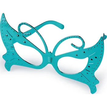 Karnevalový doplněk Párty / karnevalové brýle motýl, kytara metalické, barva 8 tyrkys sv. motýl