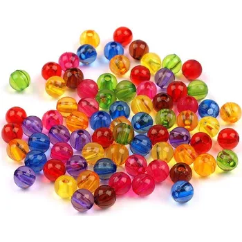 Dětské navlékací korálky Plastové korálky Transparent Ø6 mm, malé, 1 MIX multikolor