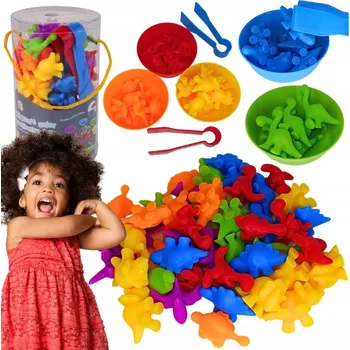 Dřevěná hračka Sada pro výuku počítání a barev Montessori hra LICHTIDLO TŘÍDIČ MEGA TUBA