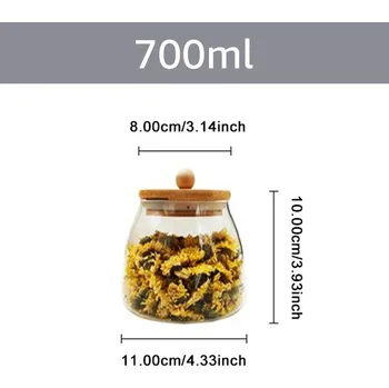 Dóza na potraviny Skleněná dóza na potraviny s víkem | kuchyňský zásobník - 700 ml