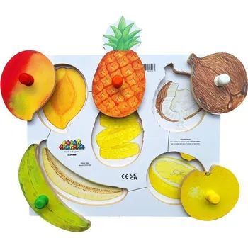 puzzle pro nejmenší Just Jigsaws Dřevěné deskové puzzle 6 dílů Loupeme a krájíme plodiny 3