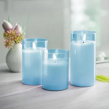 Svíčka Weltbild LED Svíčky ve skle, modré, sada 3 ks 491696