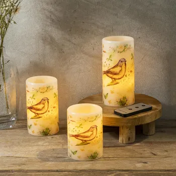 Svíčka Haushalt international LED svíčky s potiskem ptáčka, sada 3 ks 492319