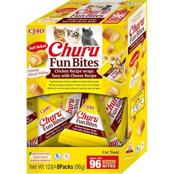Pamlsek pro kočku INABA-FOODS (EUROPE) GmbH Churu Fun Bites cat snack tuňák&sýr 96 g