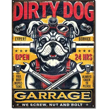Plechová cedule Plechová cedule Dirty Dog Garage 40 cm x 32 cm