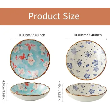 Talíř Keramický hluboký talíř retro kulatý design | nádobí - Styl A a D 2ks , 7,4 palce