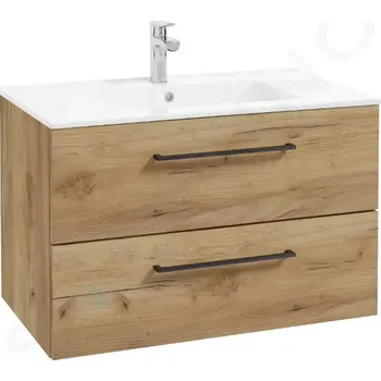 Koupelnový nábytek kielle Skříňka včetně umyvadla,80x50x46 cm, 2 zásuvky, zlatý dub 50018S81