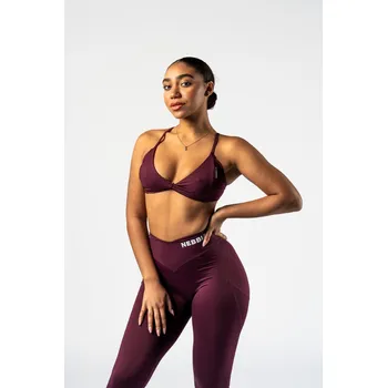 NEBBIA Sportovní podprsenka se střední oporou TWIST-KNOT bordová S