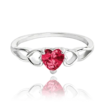 Prsten MINET Stříbrný prsten LOVE s červeným srdíčkovým zirkonem vel. 55 JMAS0181CR55