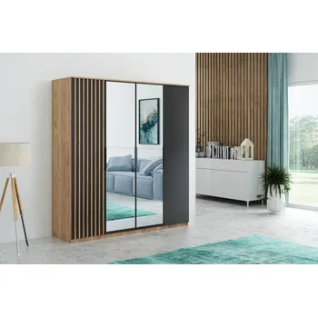 Šatní skříň Šatní skříň Lagos 200 cm, v provedeni kraft zlatý - černá matná