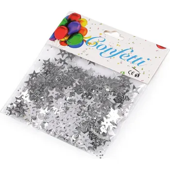 Konfeta Konfety hvězdy, barva 1 (Ø10 mm) stříbrná