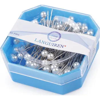 Nástroj na niť a příze Ozdobné špendlíky délka 38-40 mm, malé, 1 bílá perleť