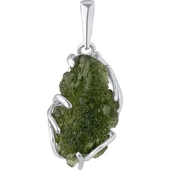 Přívěsek Stříbrný přívěsek Orli s přírodním surovým Vltavínem JSWAZ8064P