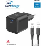 Swissten síťový adaptér /GaN/USB-C/35W/Power Delivery/ + datový kabel USB-C/lightning černá