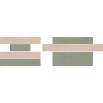 Glow Optical Moss/Powder - dlaždice mozaika set 28x78 zelená/růžová GLW777N