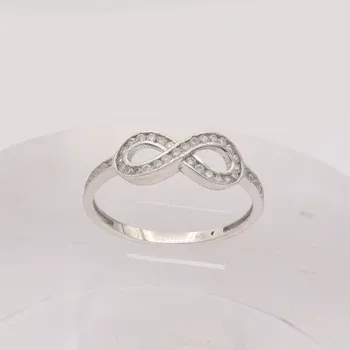 Prsten Zlatý prsten se zirkony nekonečno z bílého zlata
