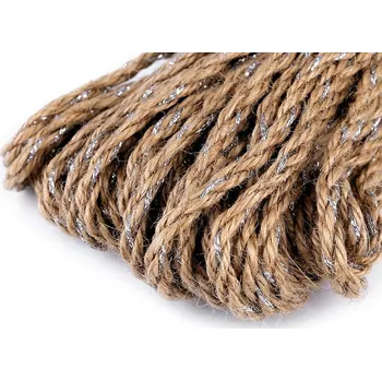 Jutová šňůra s lurexem Ø5 mm splétaná, vánoční