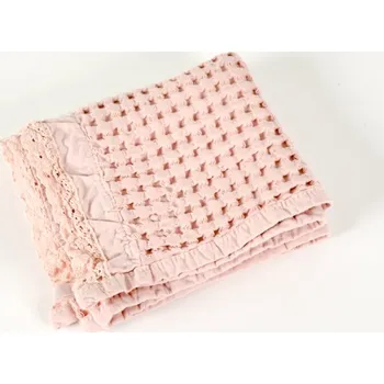 Vaflový ručník v romantickém stylu 35x75 růžová